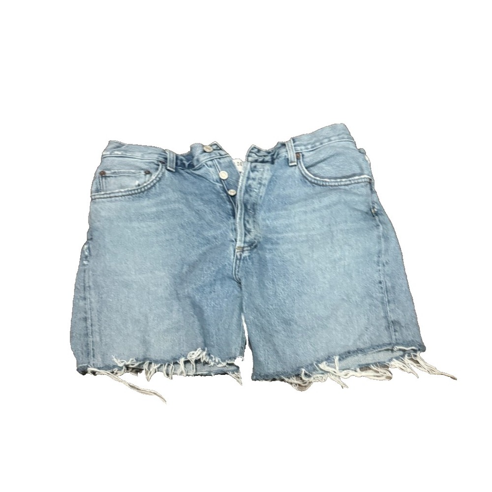 AGOLDE Shorts blue 31  Distressed Denim Light Wash Raw Hem Blue Bermuda